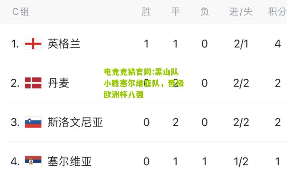 电竞竞猜官网:黑山队小胜塞尔维亚队，晋级欧洲杯八强